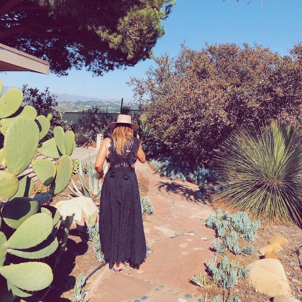Nightcap black cotton lace dress